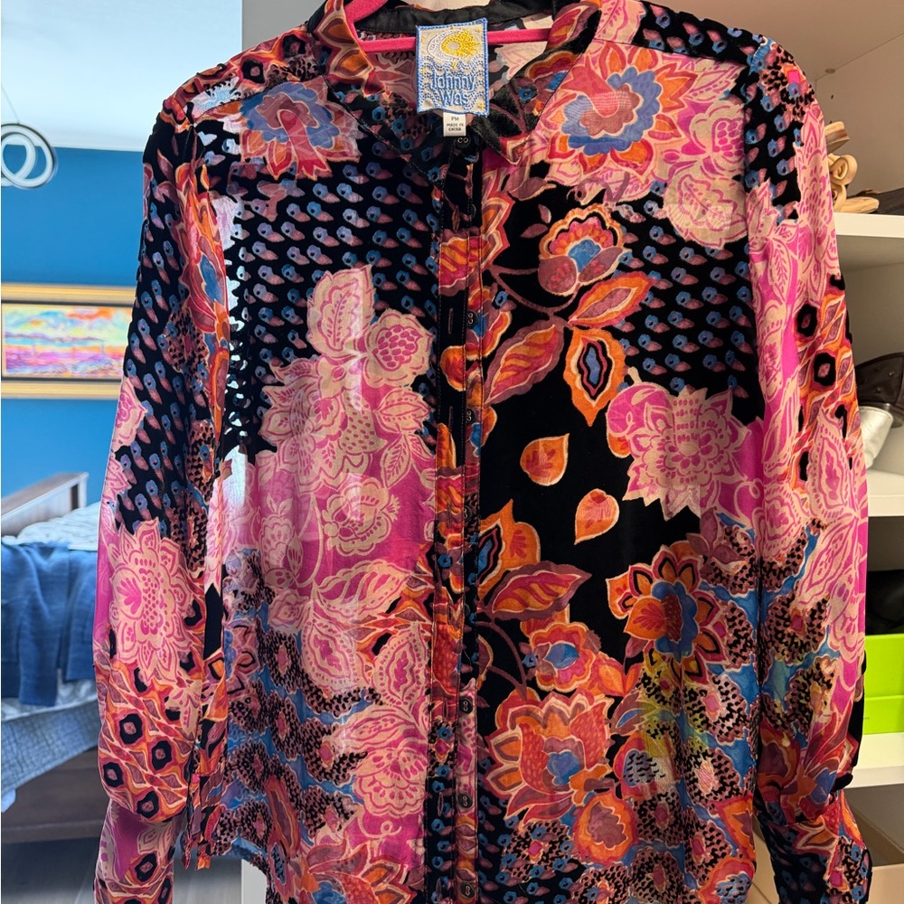 Johnny Was Yrene Burnout Blouse